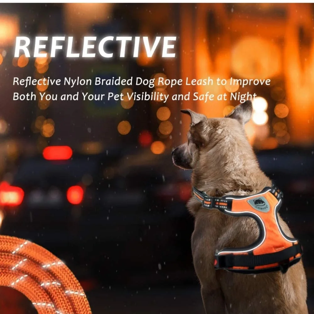 No Pull Dog Harness Leash Set, Reflective Adjustable Soft Padded Dog Vest